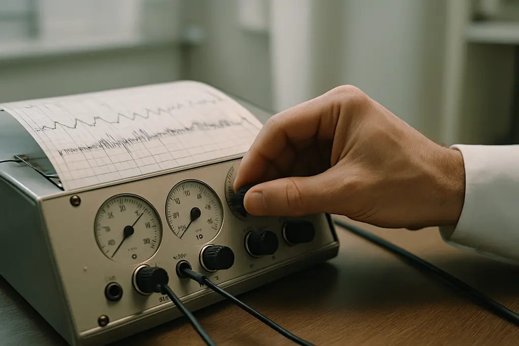 APA Standards checklist beside polygraph sensors on a workplace desk