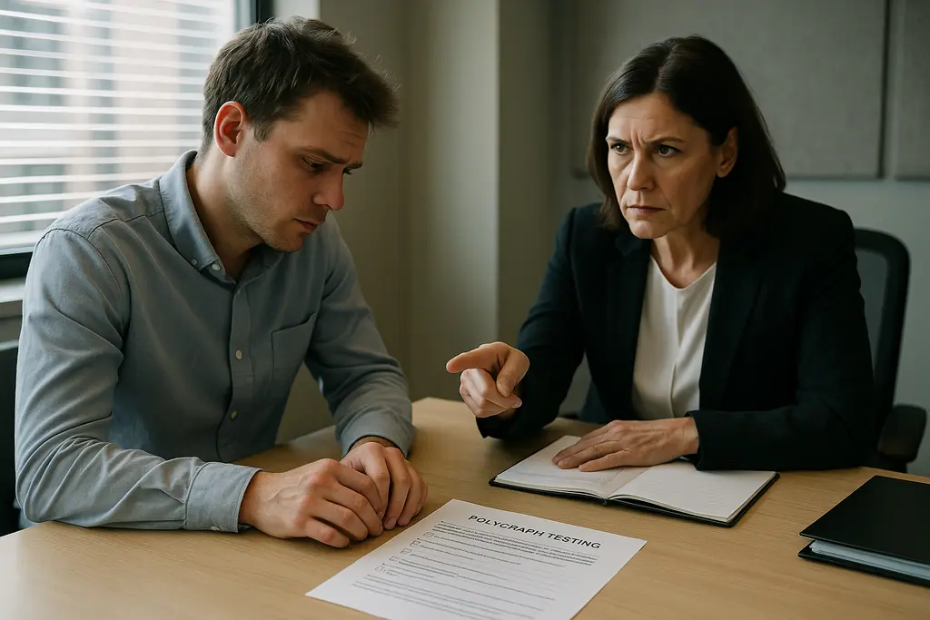 Employer polygraph tests discussed in a private workplace compliance meeting