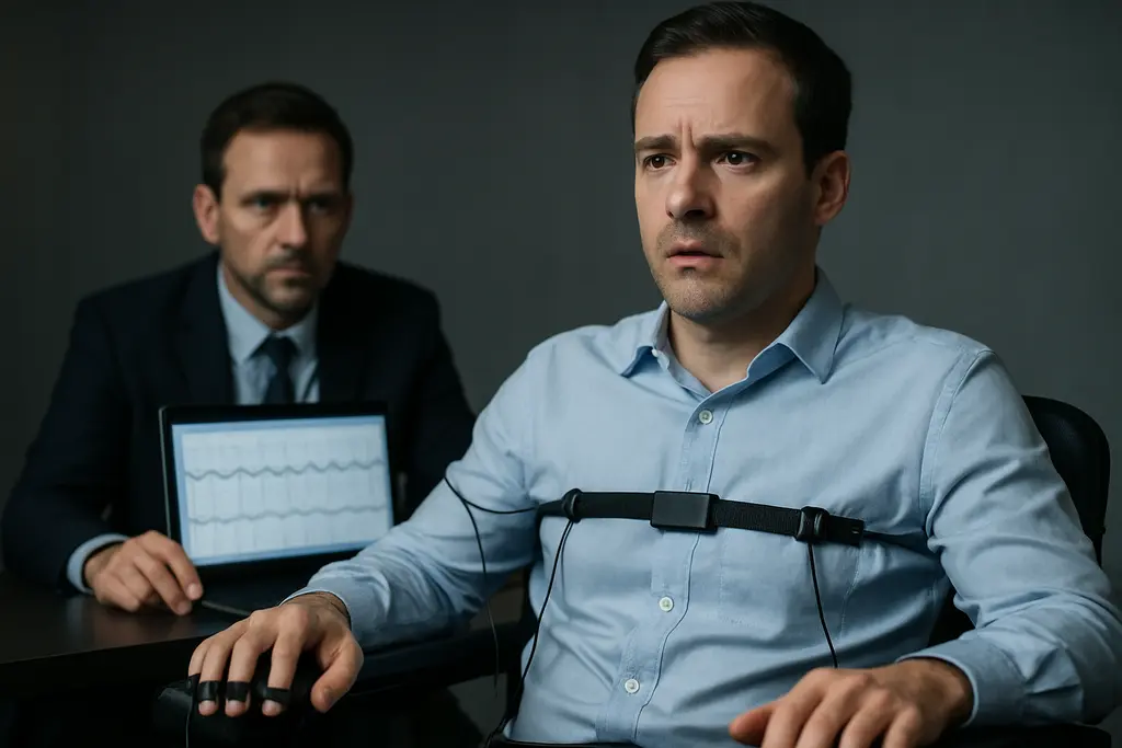 ethical polygraph testing review with examiner notes and consent documents on a desk