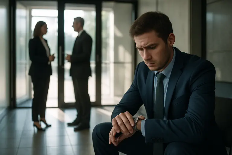 HR professional reviewing documents after a workplace examination