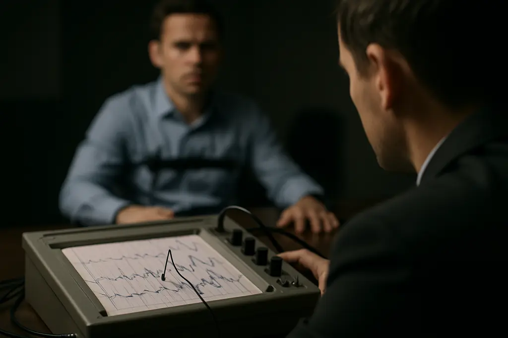 HR manager reviewing polygraph accuracy limits with investigation documents