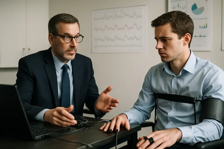 Manager reading an employee policy checklist before an investigation meeting