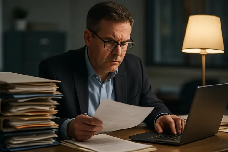Human resources file folders sorted for confidential workplace review