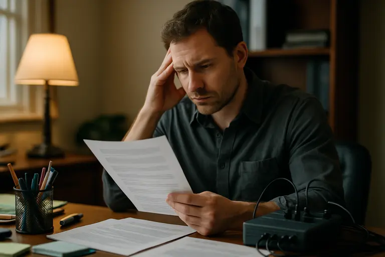 Employee reading an appointment notice before a workplace polygraph exam