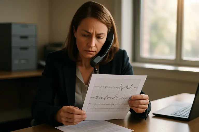 Examiner reviewing consent paperwork before a professional interview