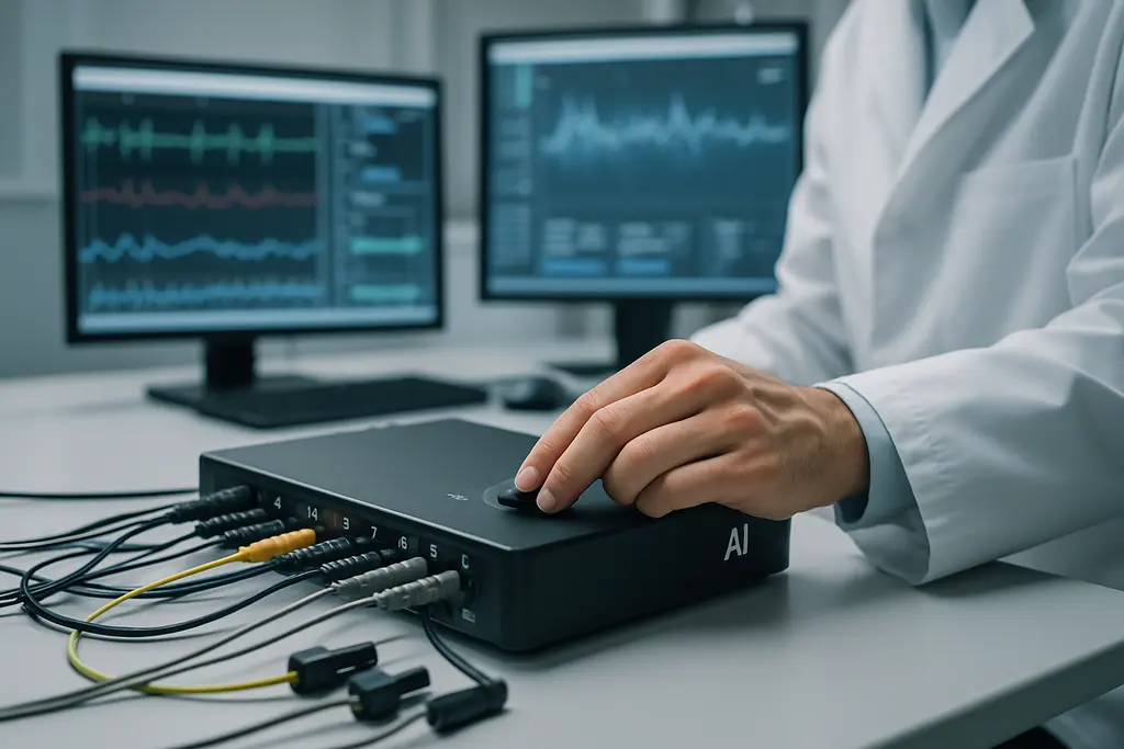 AI polygraph modernization review with examiner notes and assessment equipment