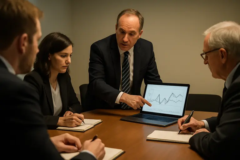 Compliance checklist and interview notes on a conference table