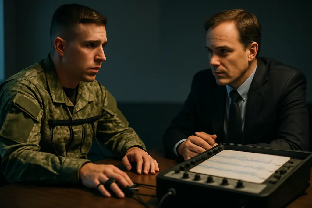 Ethical Polygraph Testing scene with examiner equipment and workplace policy documents