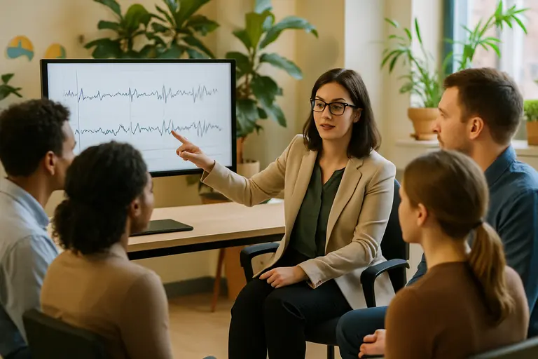 HR team discussing workplace policy documents in a small meeting room