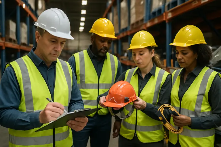 Investigator comparing test notes with workplace records