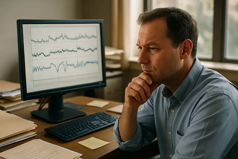 Manager reviewing investigation records at a conference table