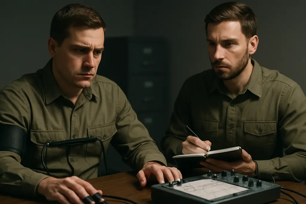 Pentagon Polygraph Testing discussion in a secure workplace meeting room