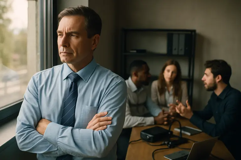 Workplace integrity team comparing evidence notes in a conference room